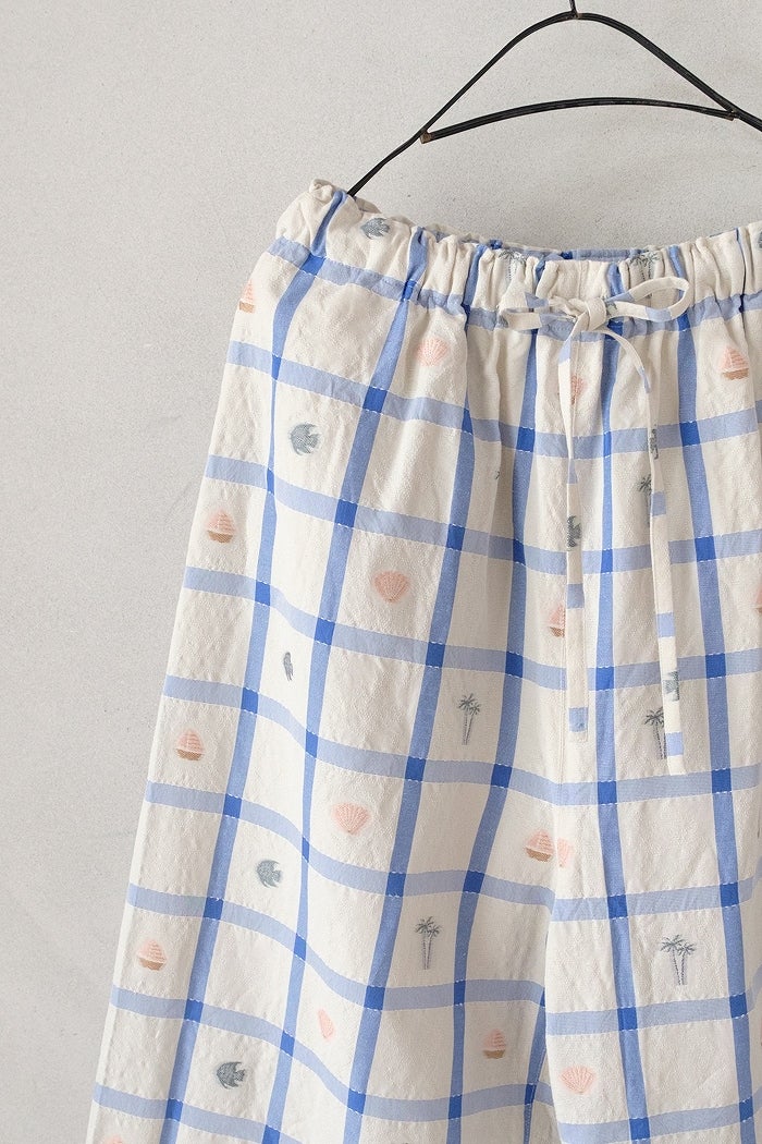 qiri キリ marine check gather pants(26SS/NEW) | T.T. GARRET