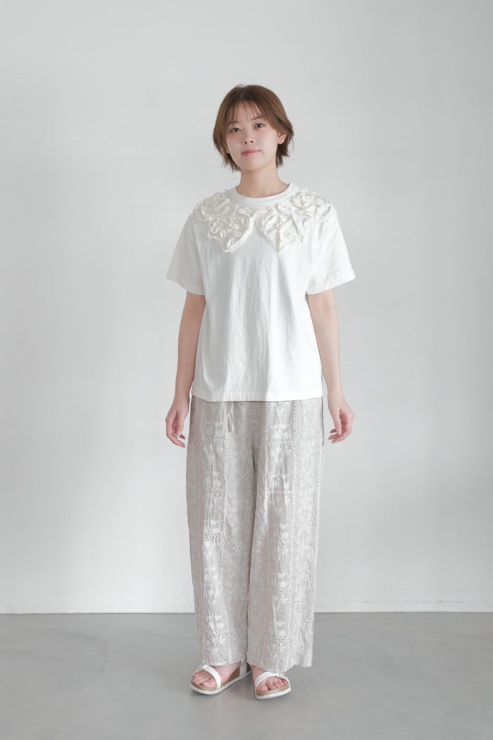 qiri キリ ribbon collar embroidery Tee(26SS/NEW) | T.T. GARRET