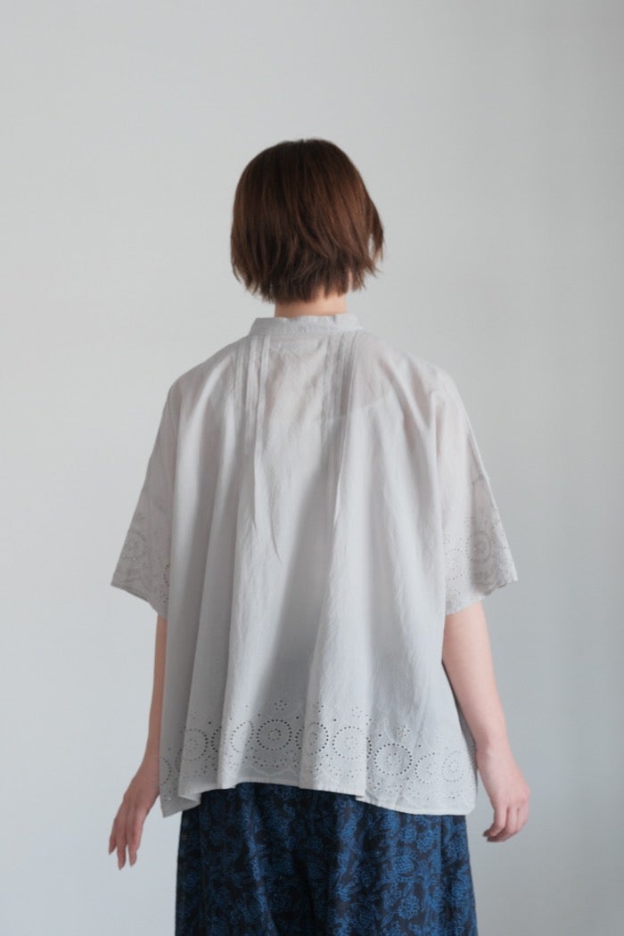 SOIL ソイル80s VOILE PLAIN WITH CUT WORK LACE BANDED COLLAR 