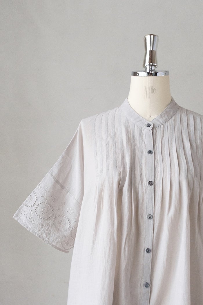 SOIL ソイル80s VOILE PLAIN WITH CUT WORK LACE BANDED COLLAR 