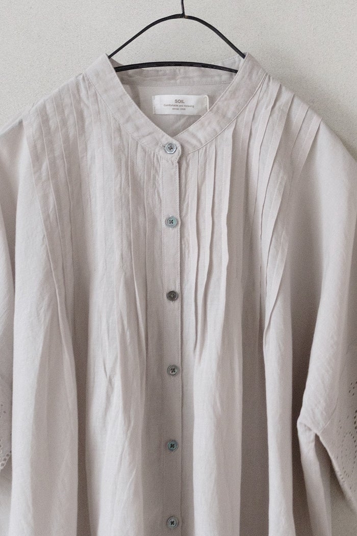SOIL ソイル80s VOILE PLAIN WITH CUT WORK LACE BANDED COLLAR 