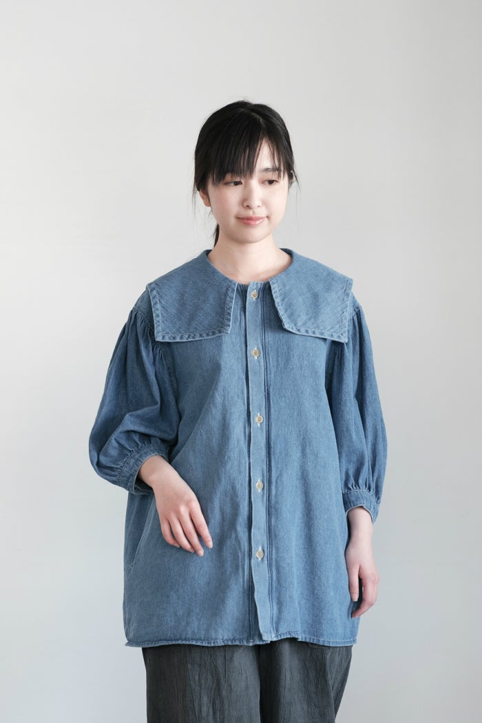 yori ドライツイードパフブラウス 【2024SP】　ネイビー New Arrivals / yori – yori shirocon