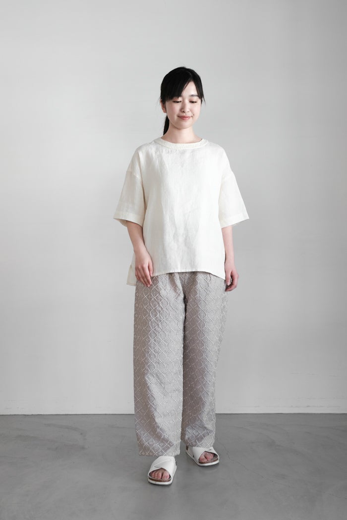 yuni ユニ R/L/Ny 単色刺繍ワイドペチパンツ(26SS) | T.T. GARRET
