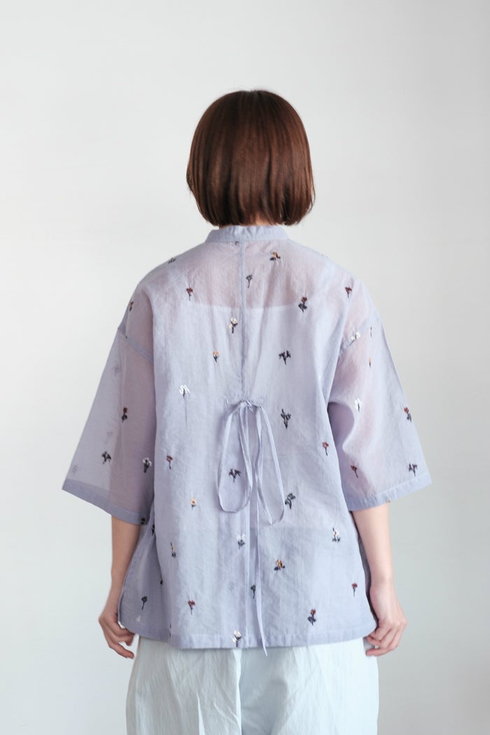 yuni ユニ C/Ny sheer floral刺繍ハーフスリーブシャツ(26SS) | T.T.