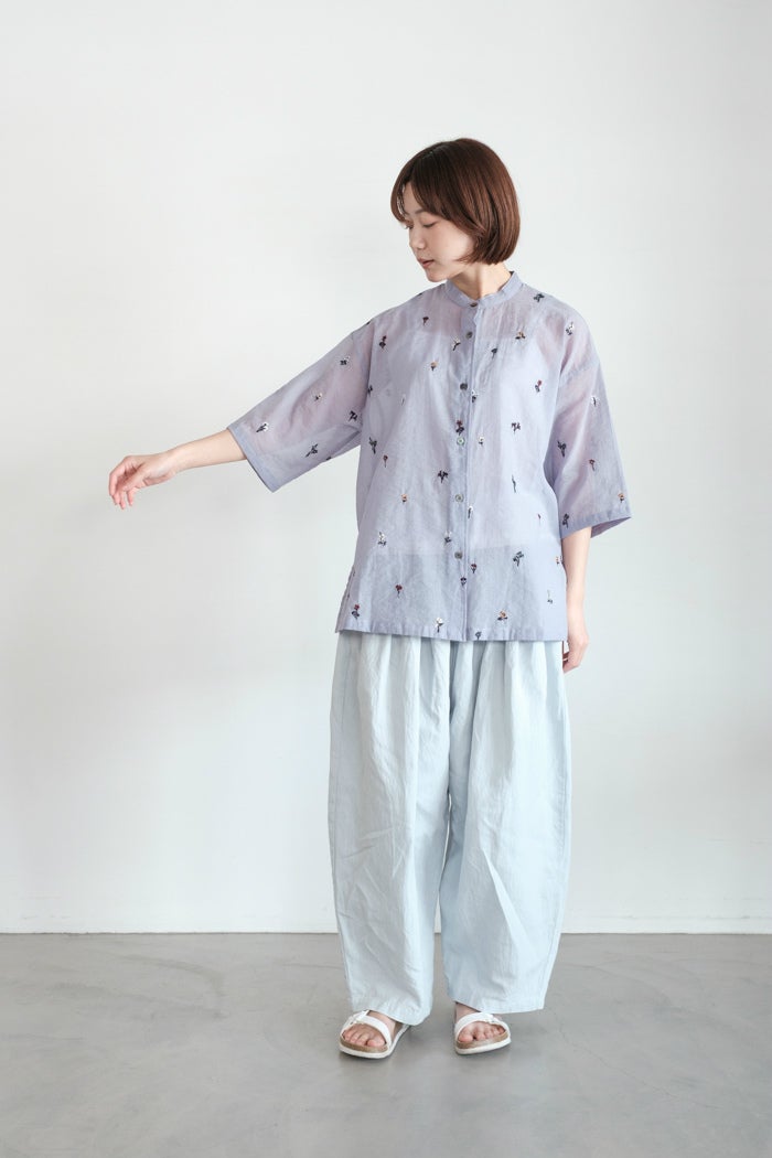 yuni ユニ C/Ny sheer floral刺繍ハーフスリーブシャツ(26SS) | T.T.