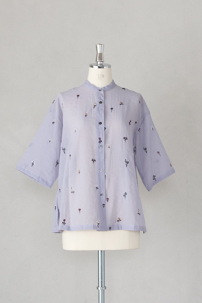 yuni ユニ C/Ny sheer floral刺繍ハーフスリーブシャツ(26SS) | T.T.