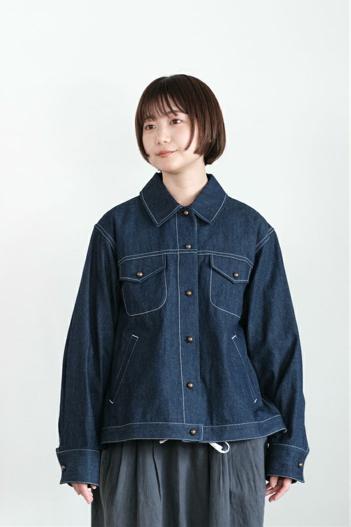 Porter des boutons ポルテデブトン バックフレアデニムジャケット 