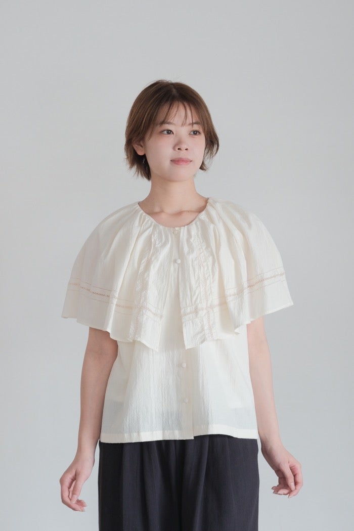 Porter des boutons ポルテデブトン ワイドカラーブラウス(26SS