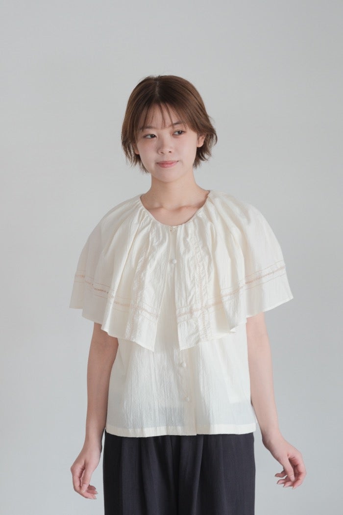 Porter des boutons ポルテデブトン ワイドカラーブラウス(26SS