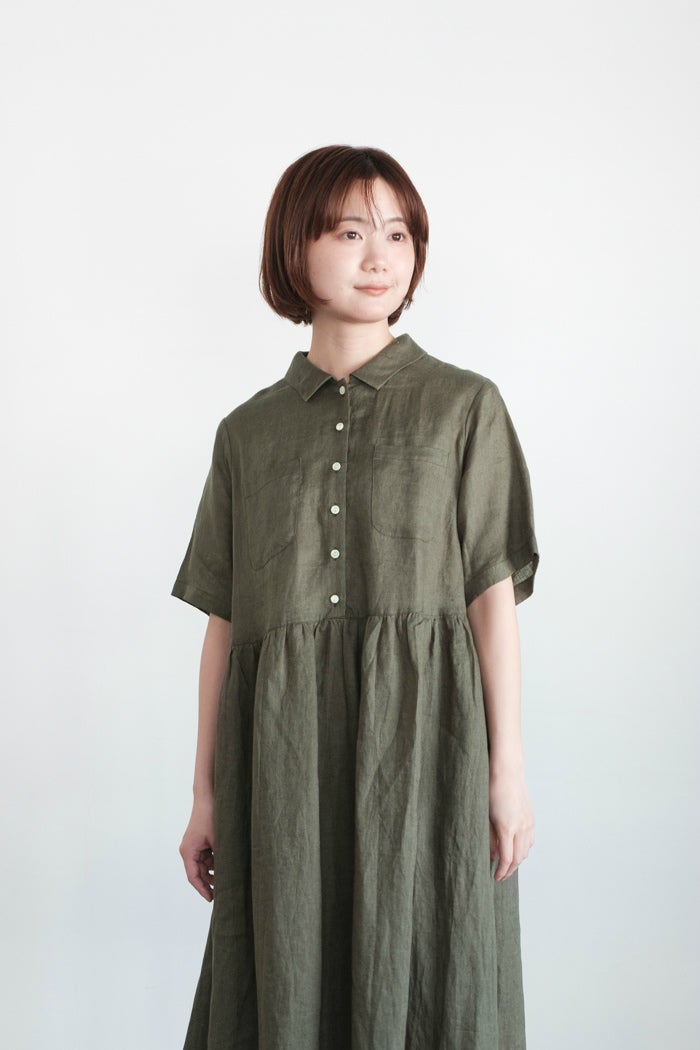bulle de savon ビュルデサボン 60s フレンチリネン シャツワンピース