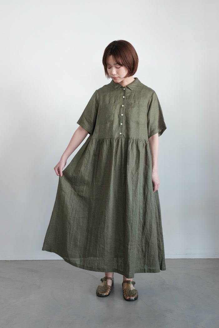 bulle de savon ビュルデサボン 60s フレンチリネン シャツワンピース
