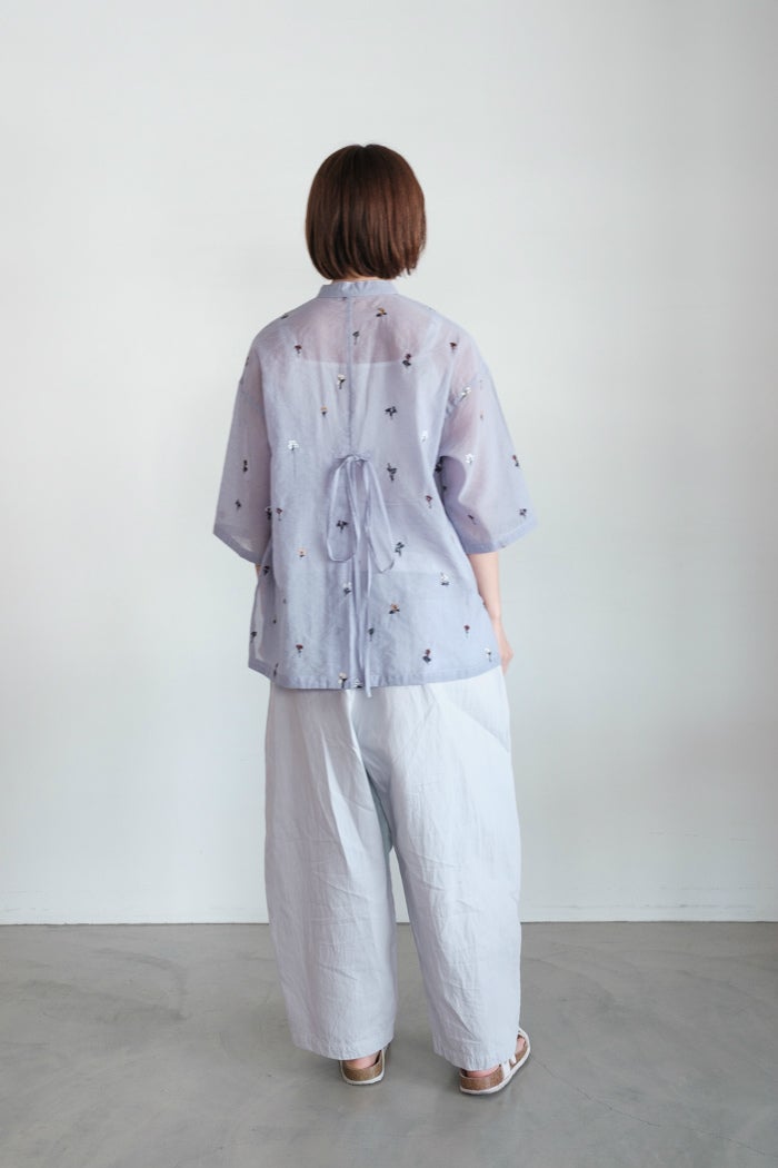 yuni 水色 リネン100％ koko様 yuni ユニ Cotton/Linen denim wide cocoon パンツ(26SS) | T.T. GARRET