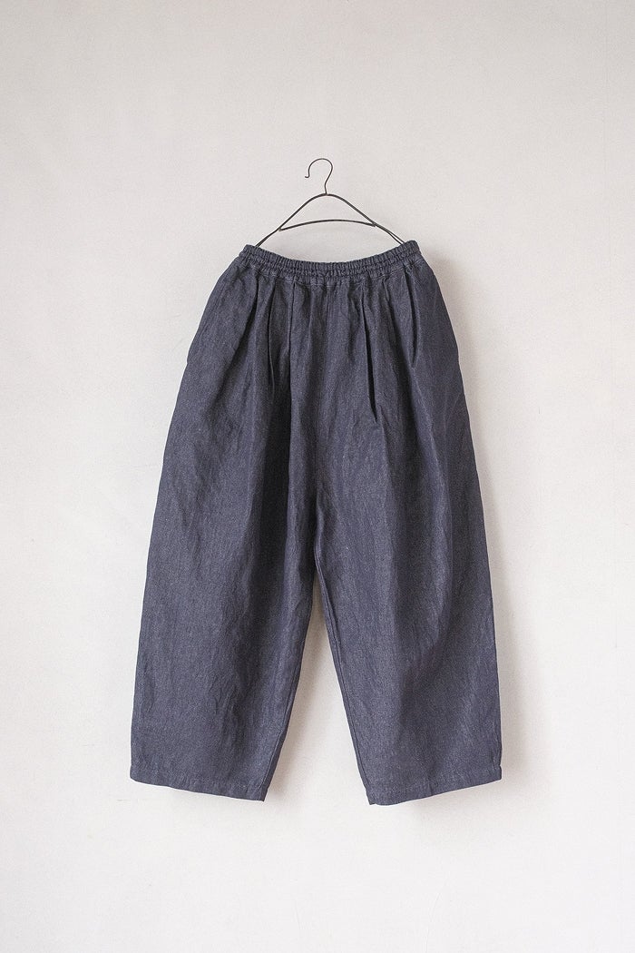 yuni ユニ Cotton/Linen denim wide cocoon パンツ(26SS) | T.T. GARRET