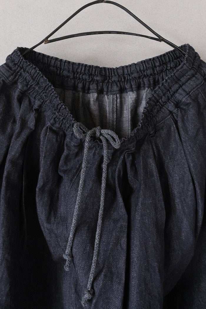 yuni ユニ Cotton/Linen denim wide cocoon パンツ(26SS) | T.T. GARRET