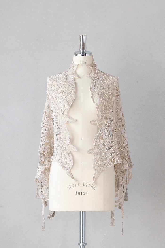 Vlas Blomme ヴラスブラム バテンレースストール（タッセル付）(26SS