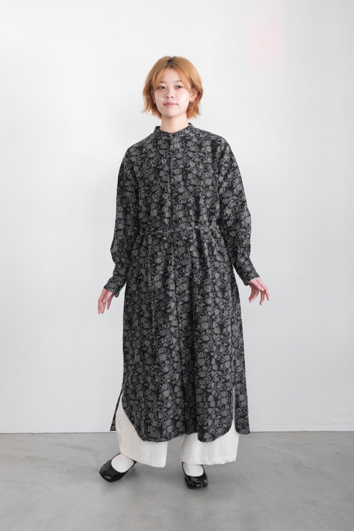 qiri キリ fleurs'lace jacquard gather one-piece(26SS) | T.T. GARRET