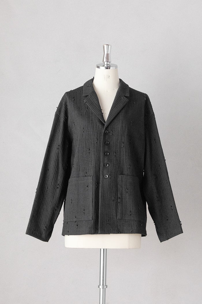 qiri キリ flower dot quilt jacquard over jacket(25AW) | T.T. GARRET