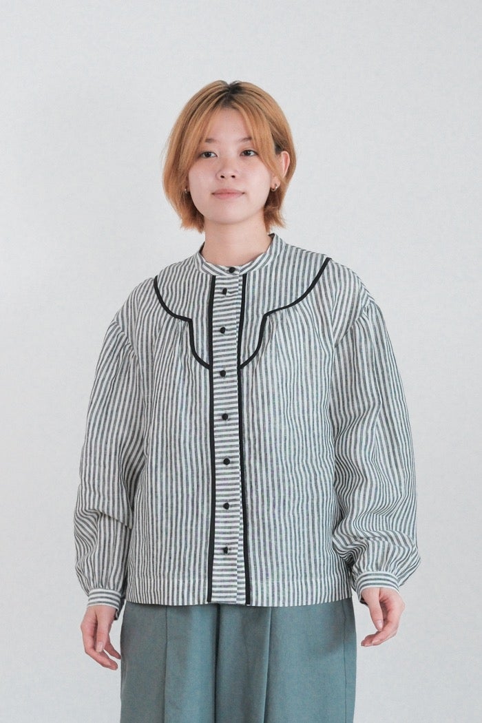 MAGALI マガリ ストライプリネン・アンティークブラウス(26AW) | T.T.