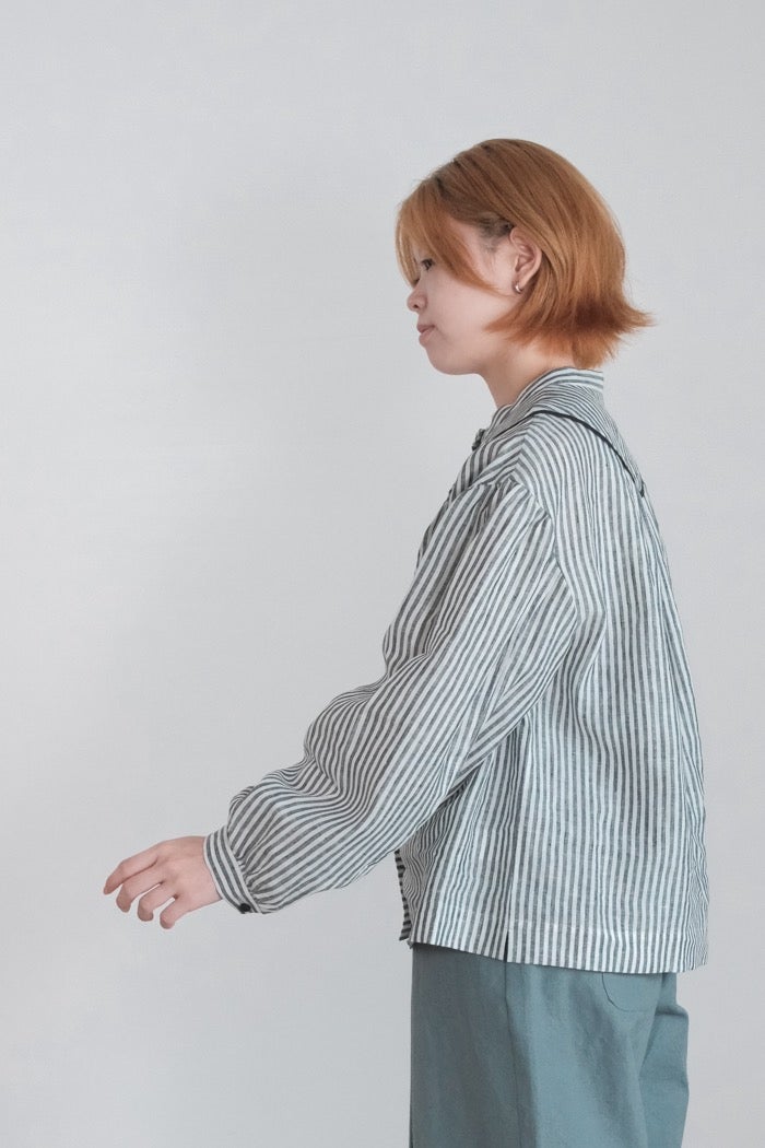 MAGALI マガリ ストライプリネン・アンティークブラウス(26AW) | T.T.