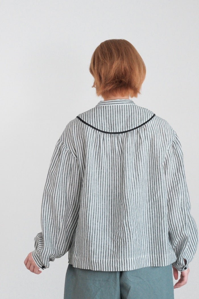 MAGALI マガリ ストライプリネン・アンティークブラウス(26AW) | T.T.