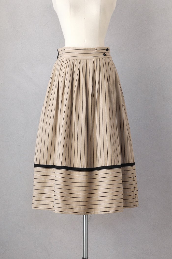 MAGALI マガリ コットンシルクストライプ・ラップ風スカート(26AW