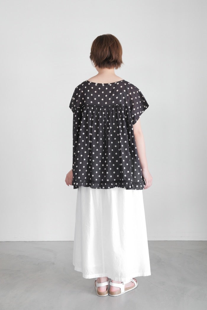 SOIL ソイル80s COTTONVOILE DOT PRINTE HEM FRILL GATHERED SMOCK