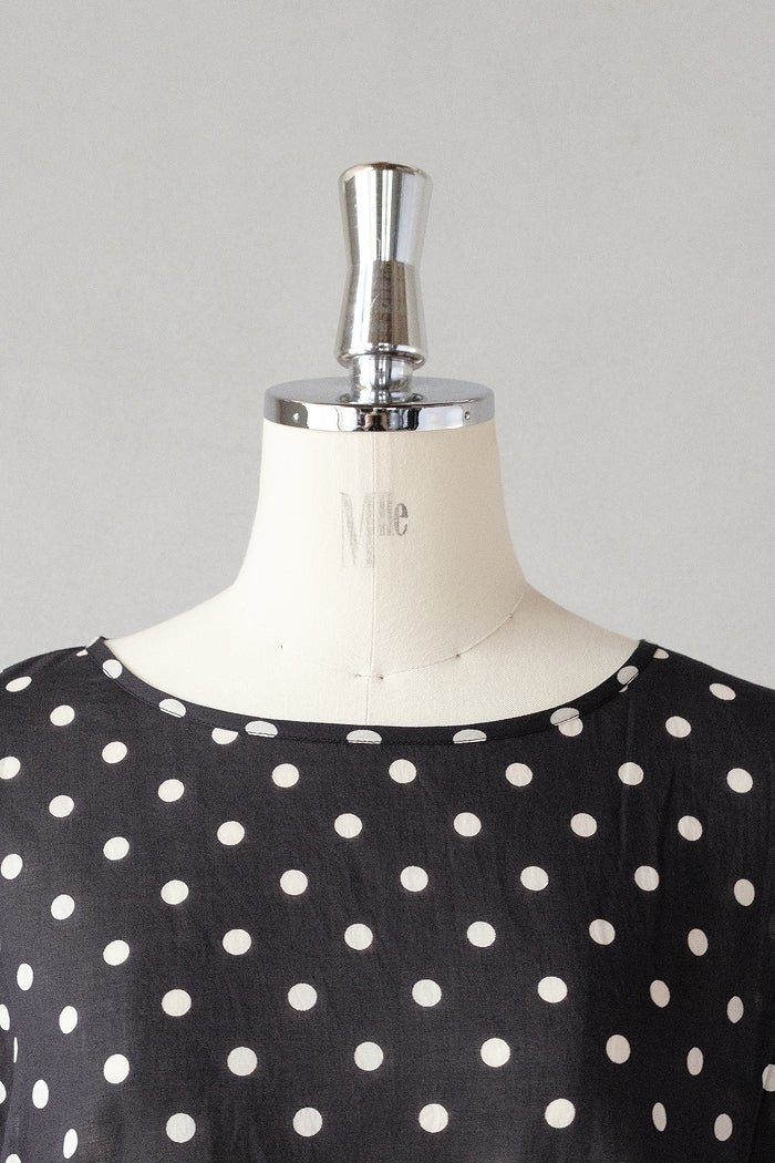 SOIL ソイル80s COTTONVOILE DOT PRINTE HEM FRILL GATHERED SMOCK