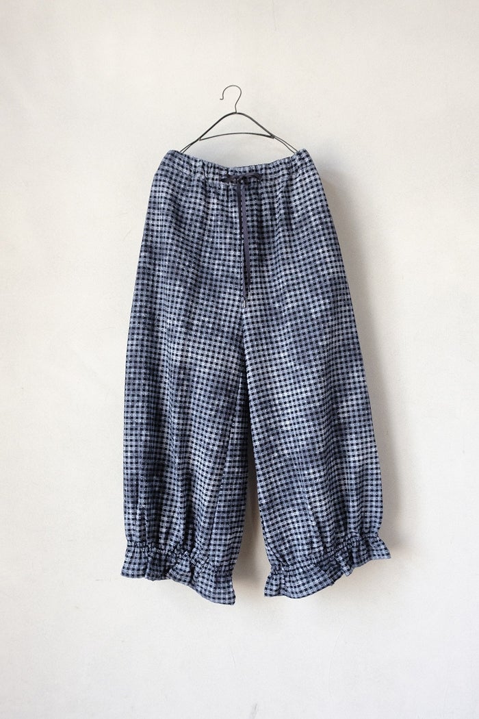 qiri キリ fog check gather pants(26SS) | T.T. GARRET