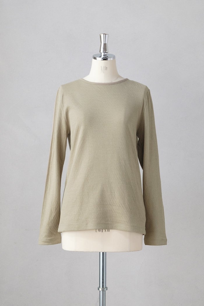 maison de soil メゾン ド ソイルLINEN SINGLE JERSEY BOAT NECK T