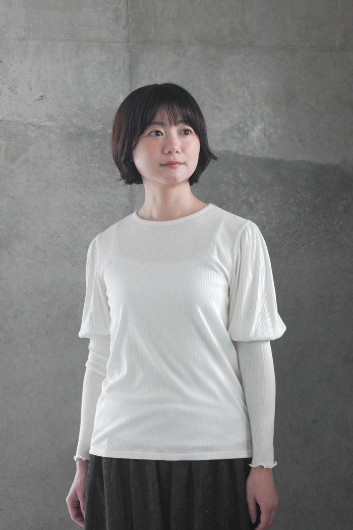 Gauze# ガーゼ キュリオスギャザースリーブ リブプルオーバー(26AW